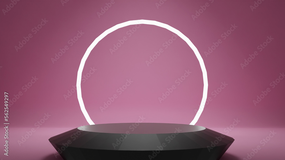 Luxury podium with ring light on colorful background Luxury podium with ring light on colorful background