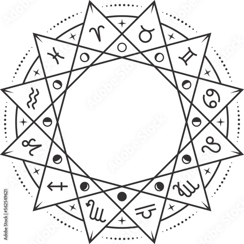 Astrological esoteric magic symbol. Mystic pentagramm template