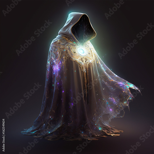 Magical black cloak, videogame item illustration.