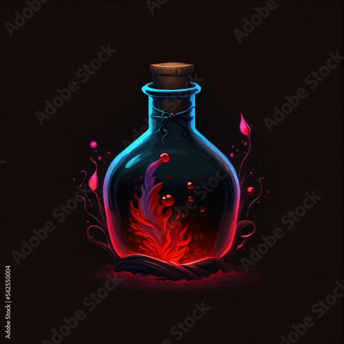 Red life potion icon on black background