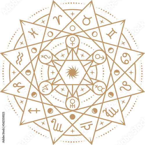 Magic alchemy star. Esoteric geometric shape template