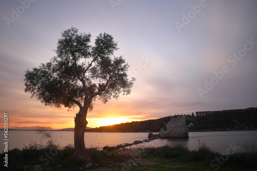 Ruined and restored castle at Iasos Turkey on the Aegean Sea near Bodrum. Long Exposure shoot. tranquility scene.   