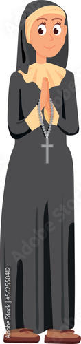 Nun character. Woman in catholic sister clothes. Religious person