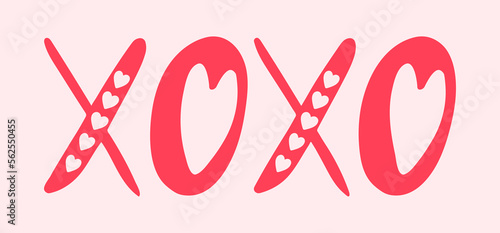 Hugs and kisses abbreviation. Love symbol. Vector