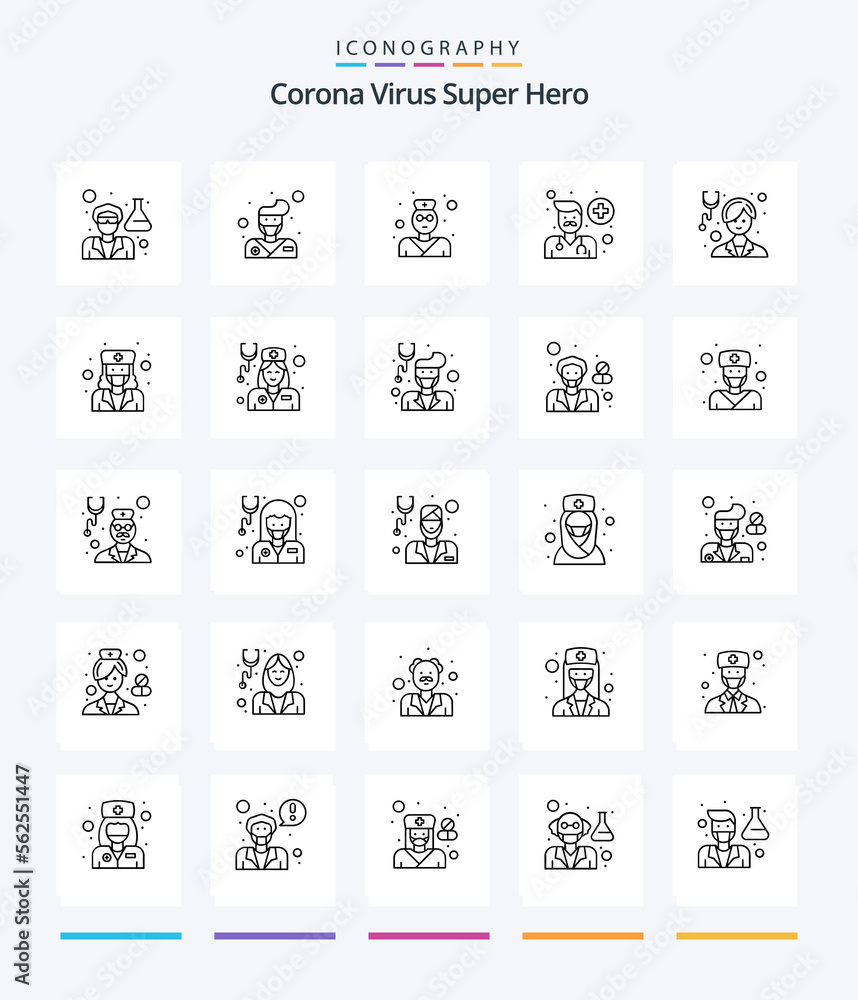 Creative Corona Virus Super Hero 25 OutLine icon pack  Such As girl. people. medical. man. avatar