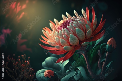 A blooming flower in a garden, representing the beauty of the nature generative ai © 3D Station