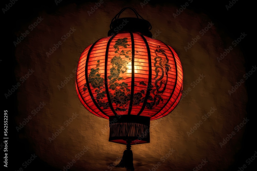 A lamp with a red shade - Generative AI A lamp with a red shade - Generative AI