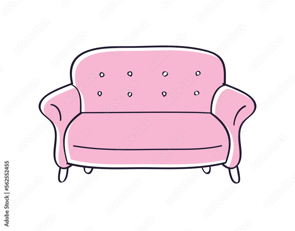 Pink sofa or couch isolated vector illustration Pink sofa or couch isolated vector illustration