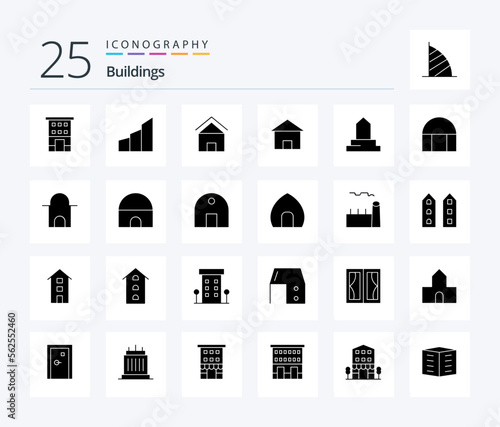 Buildings 25 Solid Glyph icon pack including islamic building. building. modern building. hut. home