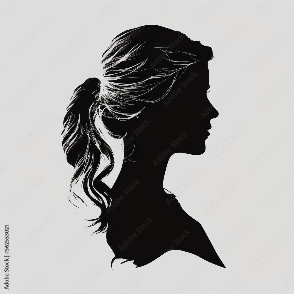 Silhouette of an adult woman. Clipart, illustration for logos and other designs. Generative AI.