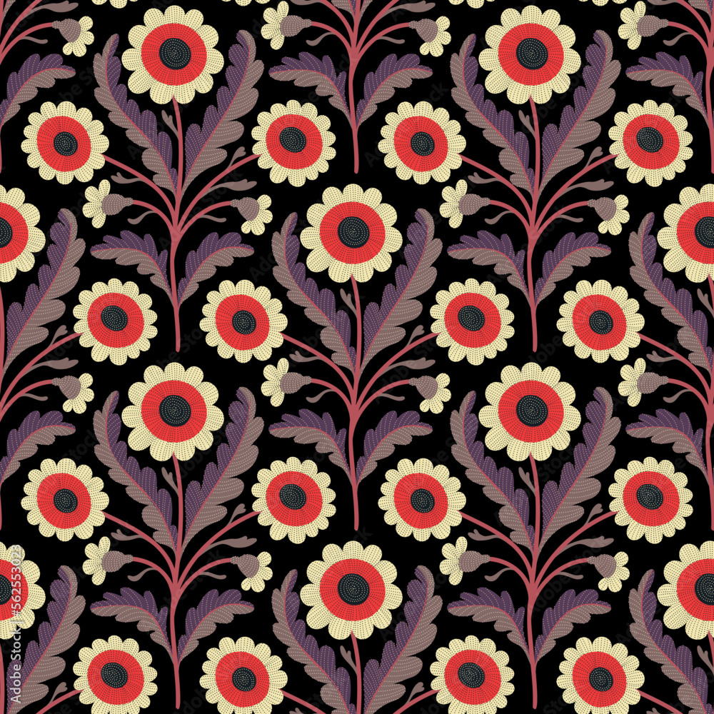 Fototapeta premium Seamless floral pattern. Cute summer textile print. Vector illustration.