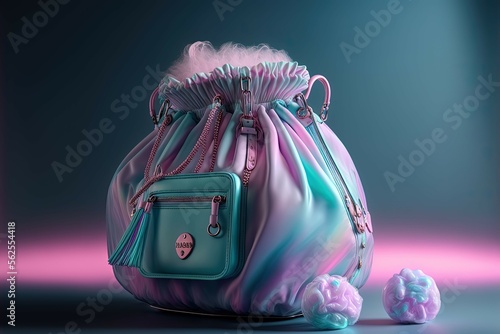 Futuristic cotton candy bag, generative AI