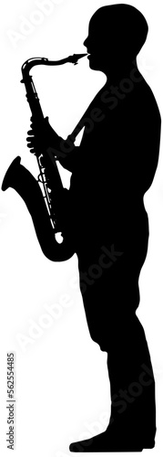 silhouette of a person playing a saxophone profile view 