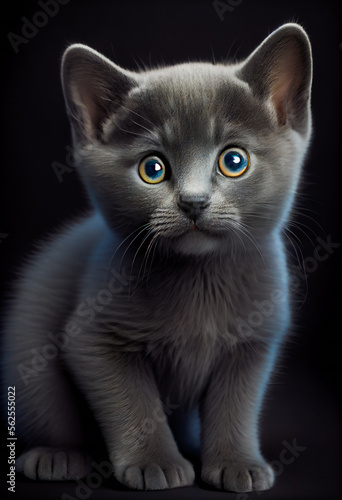  Russian blue cat. Generative AI.