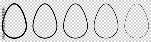 Easter line eggs set. Egg with different thickness outline shapes. Vector illustration