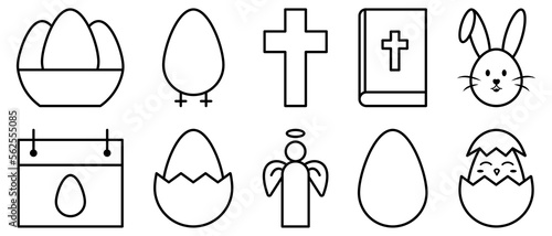 Set of Easter icons. Vector illustration isolated on white background