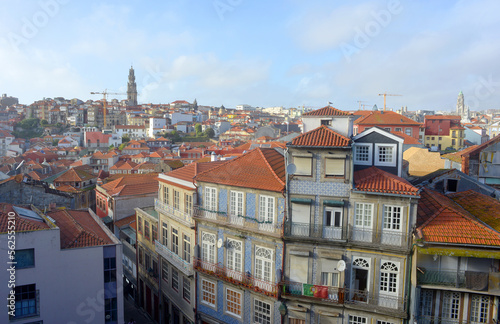 Porto, old town quarter with historical buildings and view over the town