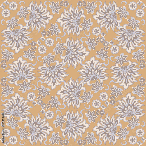 Foto Seamless pattern with ethnic flowers