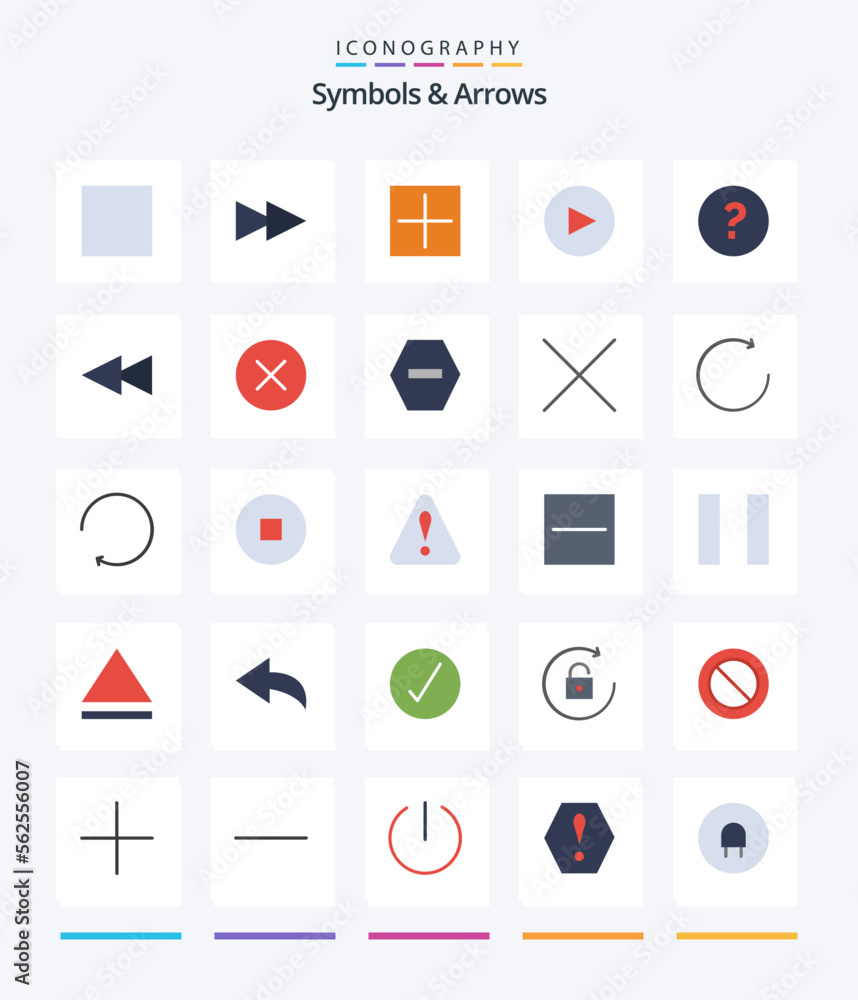Creative Symbols & Arrows 25 Flat icon pack  Such As ban. delete. play. circle. backward