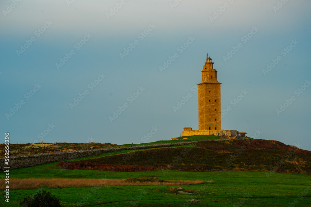 sunset looking at the tower of hercules