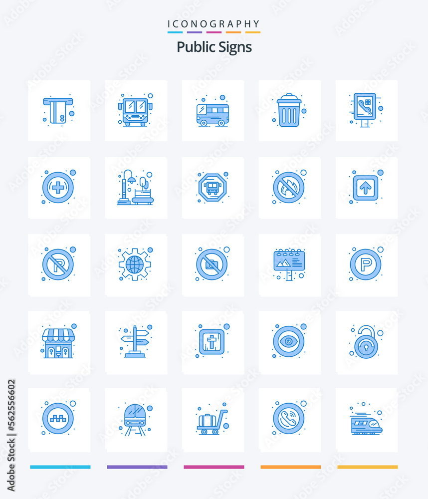 Creative Public Signs 25 Blue icon pack  Such As phone. info graphic. bus. recycle. garbage