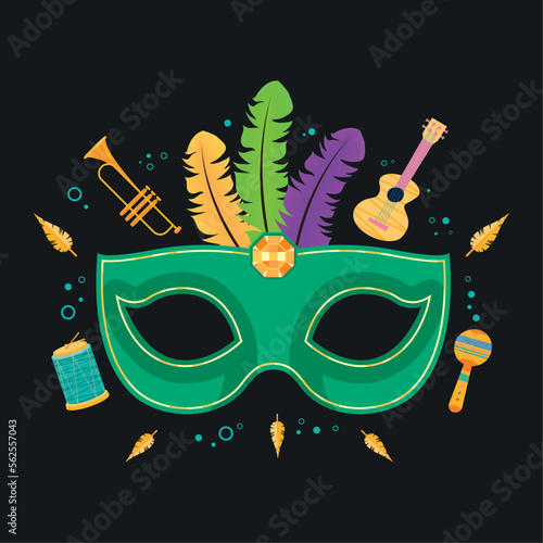 green mardi gras mask