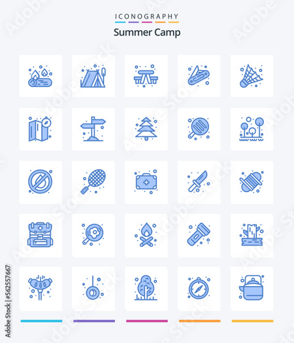 Creative Summer Camp 25 Blue icon pack Such As location. game. outdoor. camping. pocket