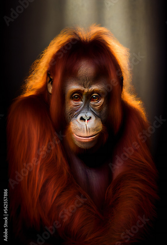 Little Orangutan.  Generative AI. © EwaStudio