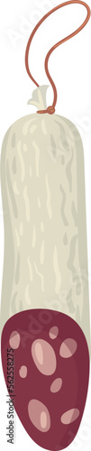 Dry beef sausage. Cartoon meat salami icon