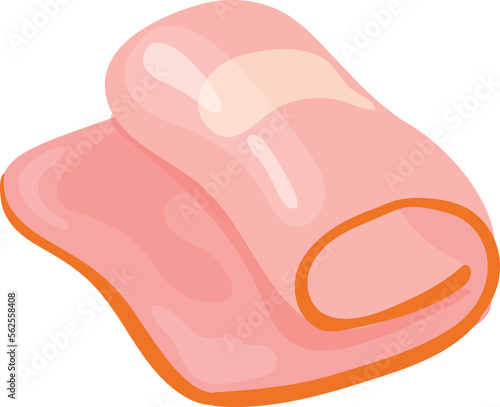 Ham slice cartoon icon. Meat delicacy product