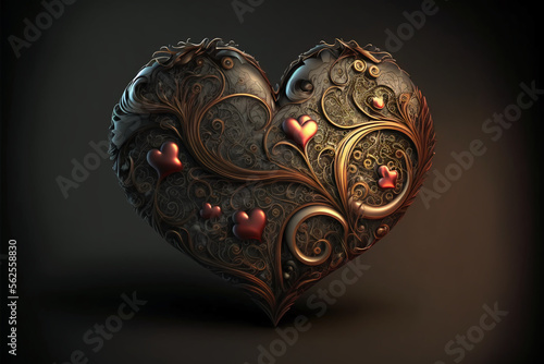 Heart shape wallpaper illustration. Concept of love, falling in love, feeling or emotion. Generative AI.