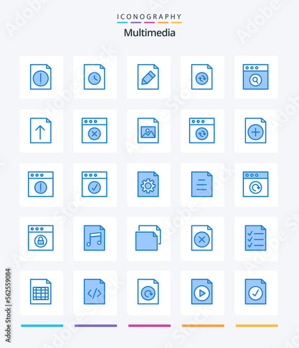Creative Multimedia 25 Blue icon pack Such As upload. document. pencil. search. app