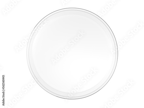 Petri dish isolated on white background. Empty. Top view. 3d illustration.