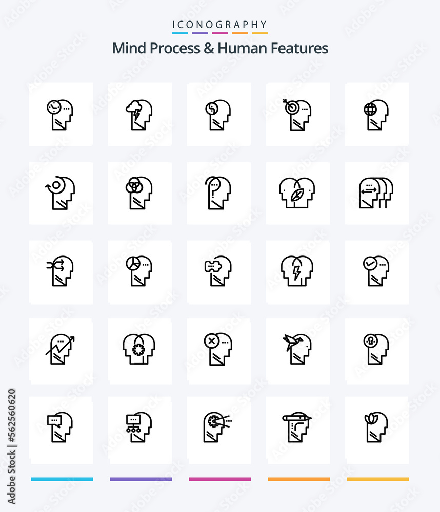 Vecteur Stock Creative Mind Process And Human Features 25 OutLine icon ...
