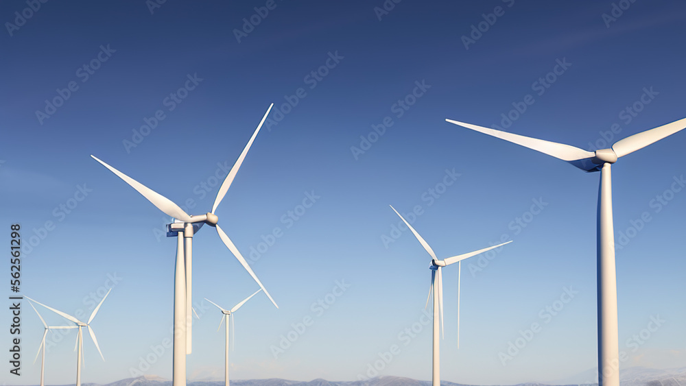 wind turbines in the environment, generator, renewable energy, Generative AI