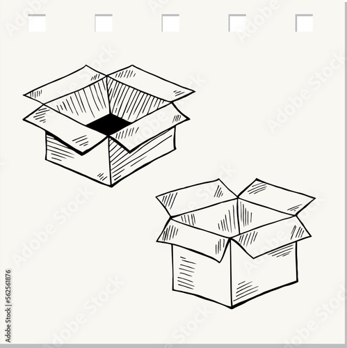 Hand drawn of box , doodle style , vector illustration