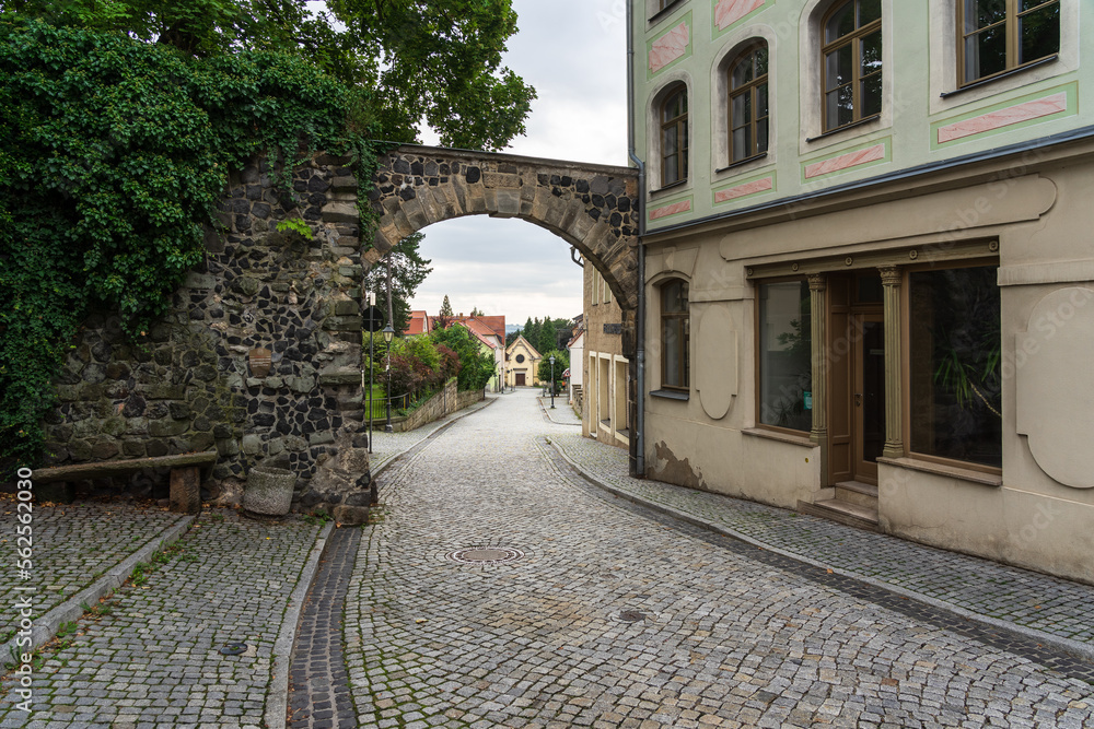 Streets of an old historical town of Stolpen. Saxony. Germany.