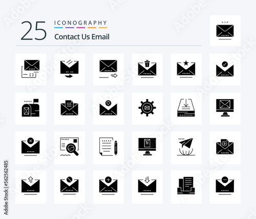 Email 25 Solid Glyph icon pack including favorite. trash. email. erase. delete