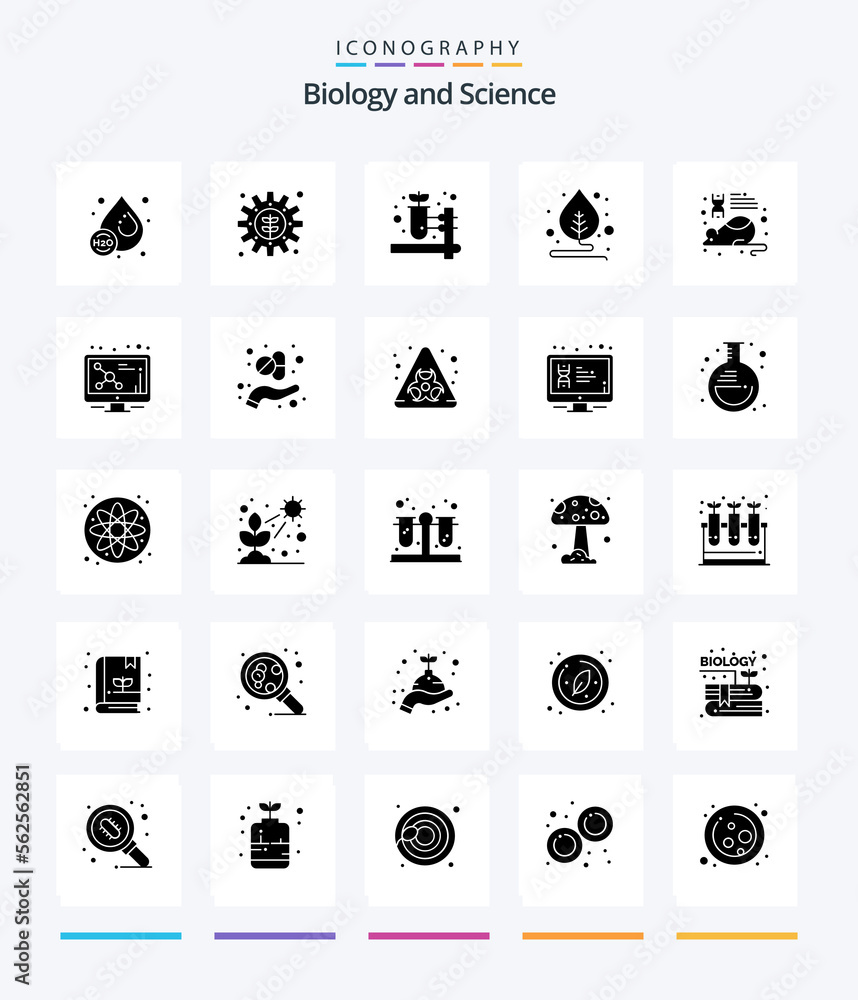 Creative Biology 25 Glyph Solid Black icon pack  Such As research. laboratory. herbal pharmacy. education. motivation