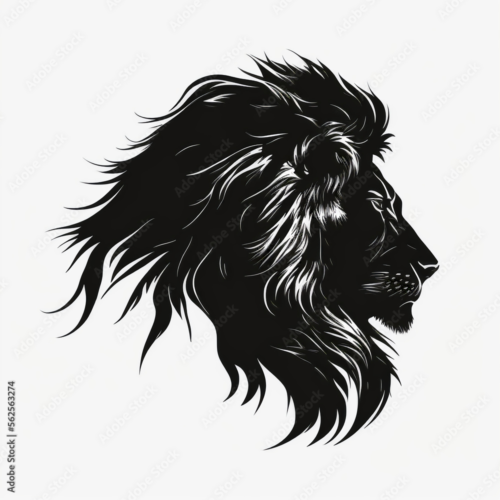 Fototapeta premium Lion head vector illustration for logo, design or tattoo. Generative AI.