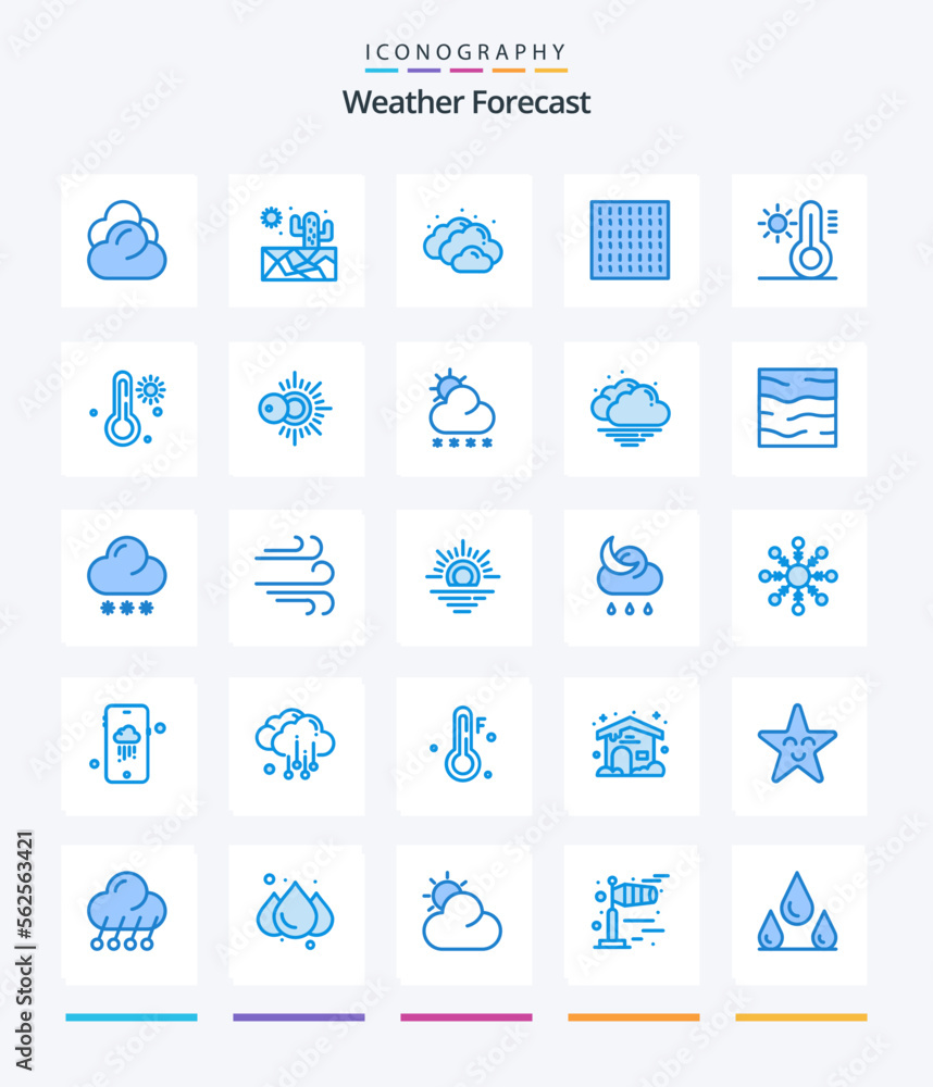 Creative Weather 25 Blue icon pack  Such As temperature. temperature. cloudy. sun. weather
