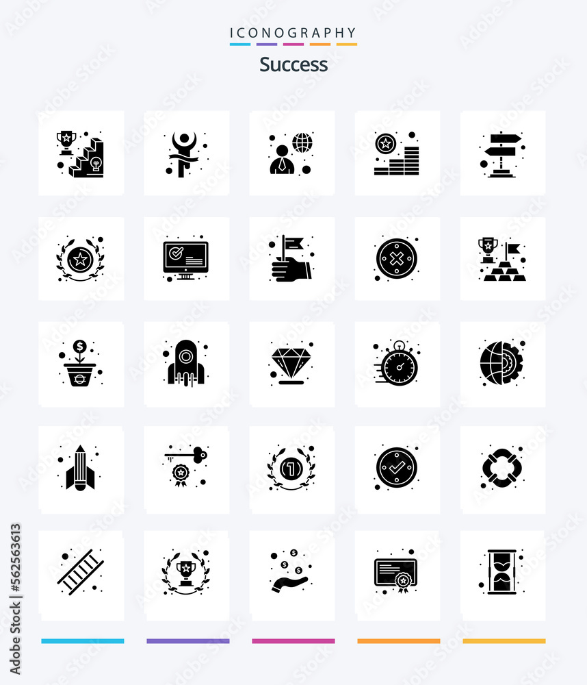 Creative Sucess 25 Glyph Solid Black icon pack  Such As board. success. business. star. user