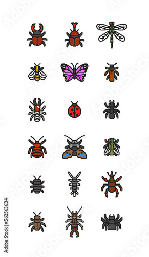pixel bug icon set illustration bugs collection © unhero5920
