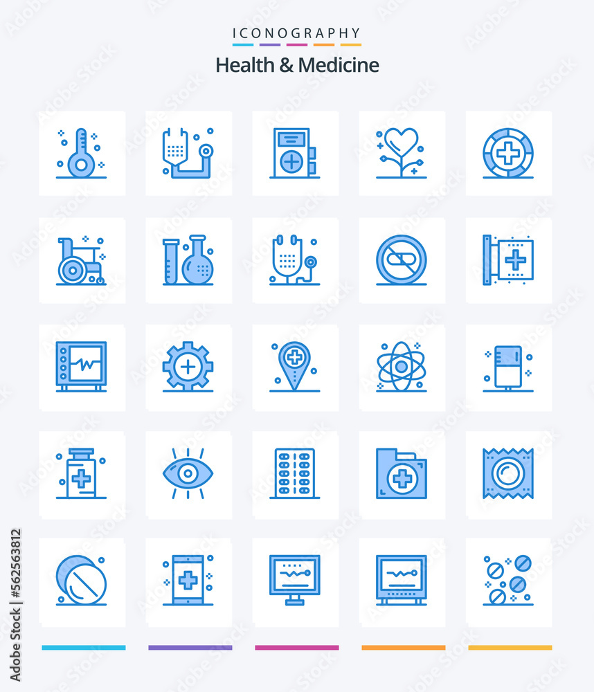 Creative Health & Medicine 25 Blue icon pack  Such As heart. beat. hospital. health. fitness