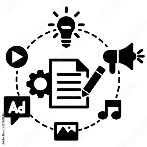 content marketing icon  advertising vector