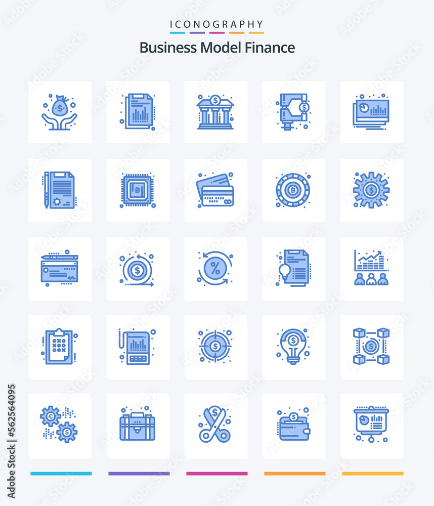Creative Finance 25 Blue icon pack  Such As accounting. regulation. bank. market. finance