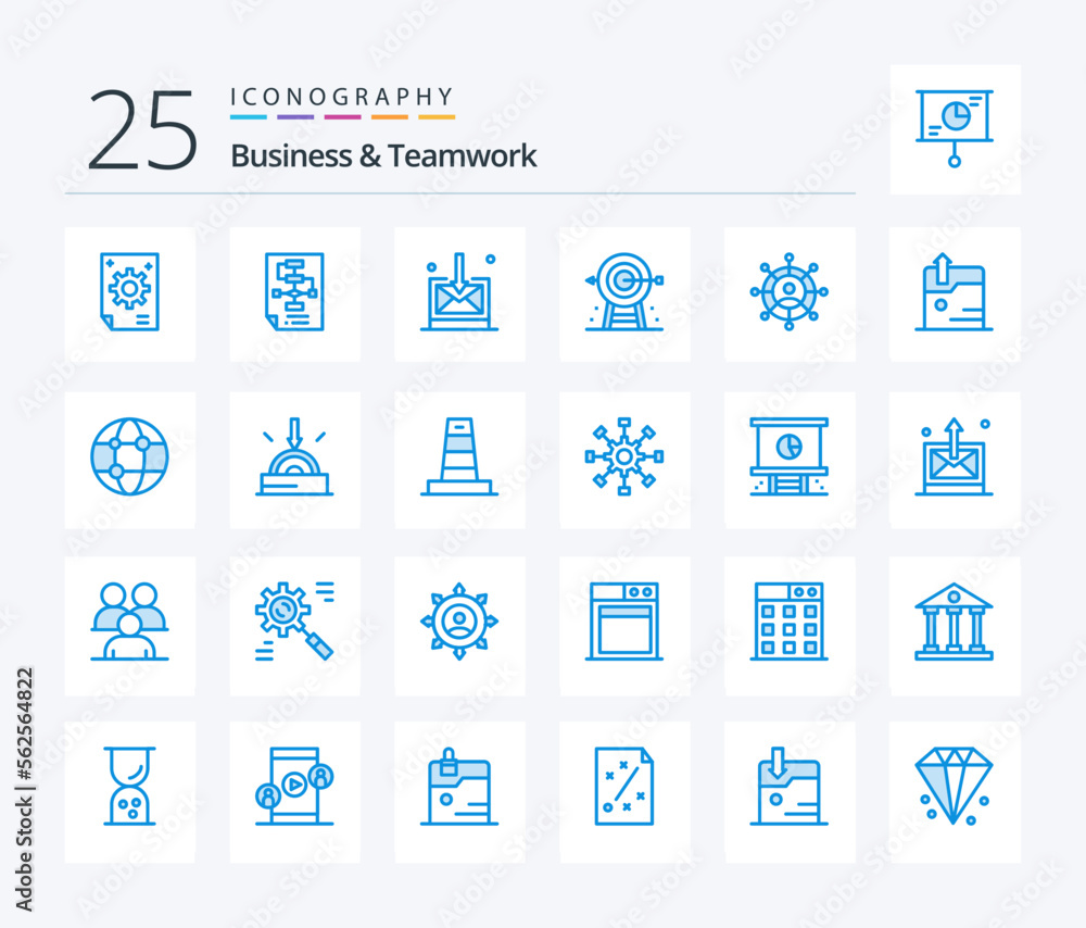 Business And Teamwork 25 Blue Color icon pack including planning. corporate. process. business. technology