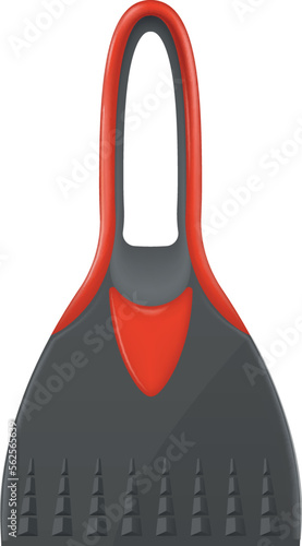 Car scraper with red handle for cleaning automobile window from snow and ice realistic vector