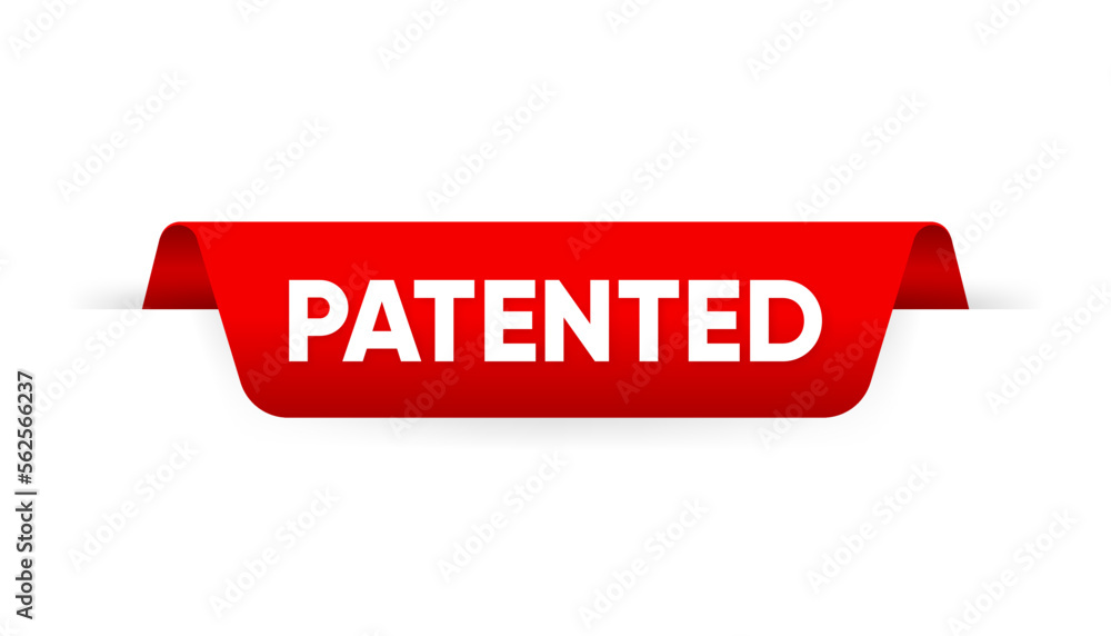 Red Patented label on a white background. Patent banner badge. Patented licensed badge label. Vector illustration. Red Patented label on a white background. Patent banner badge. Patented licensed badge label. Vector illustration.