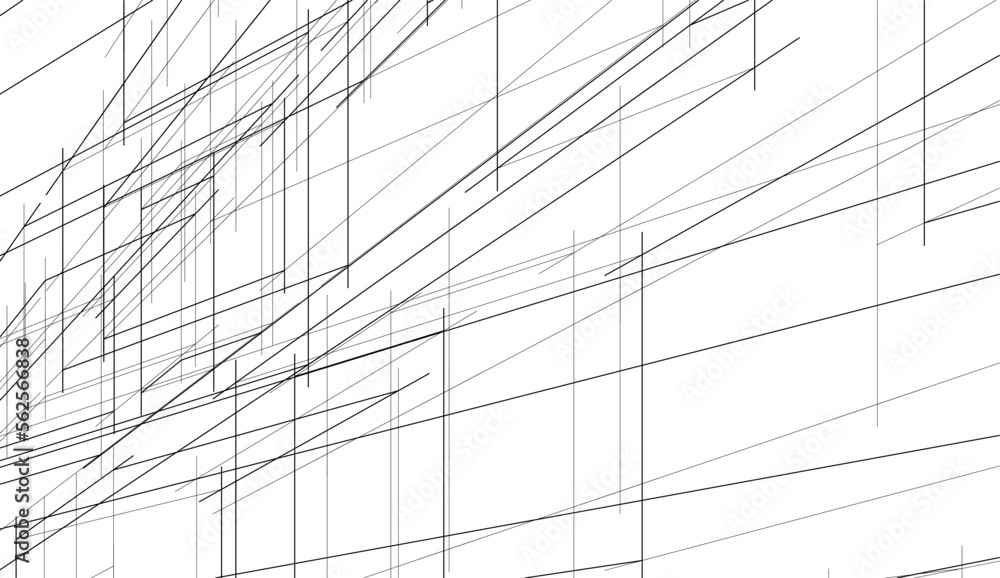 Linear architectural drawing vector illustration Linear architectural drawing vector illustration